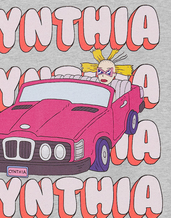 Rugrats Cynthia Car Womens Grey Marl Short Sleeved T-Shirt
