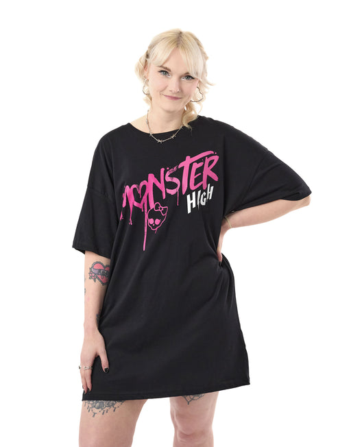 Monster High Spray Paint Womens Black Short Sleeved T-Shirt Dress