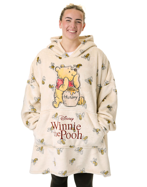 Disney Winnie The Pooh Womens Beige Blanket Hoodie — Vanilla