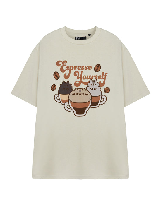 Pusheen Espresso Yourself Womens Beige Short Sleeved T-Shirt
