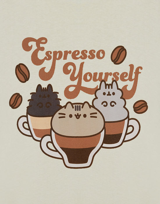 Pusheen Espresso Yourself Womens Beige Short Sleeved T-Shirt