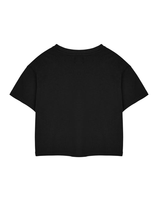 Red Hot Chili Peppers Flame Womens Black Cropped Short Sleeved T-Shirt