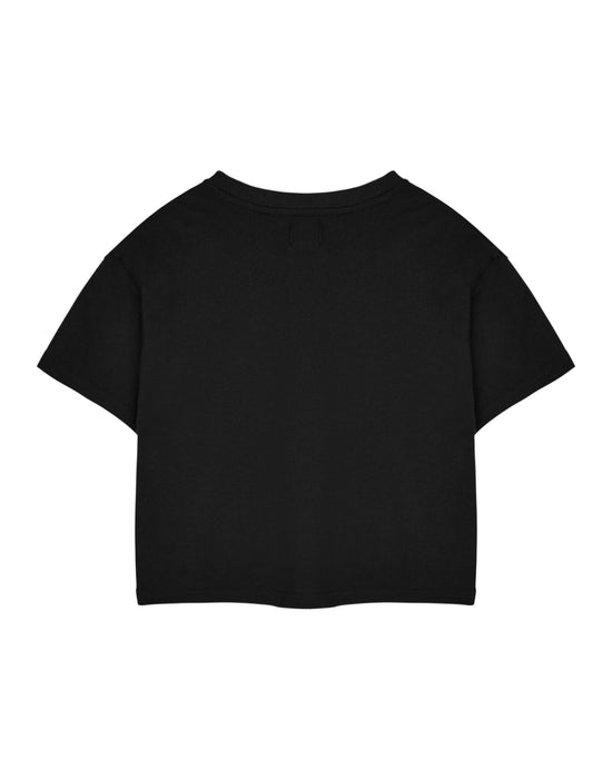 Red Hot Chili Peppers Flame Womens Black Cropped Short Sleeved T-Shirt