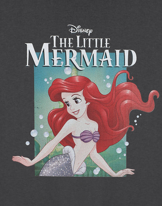 Disney The Little Mermaid Ariel Bubbles Womens Grey Cropped Short Sleeved T-Shirt