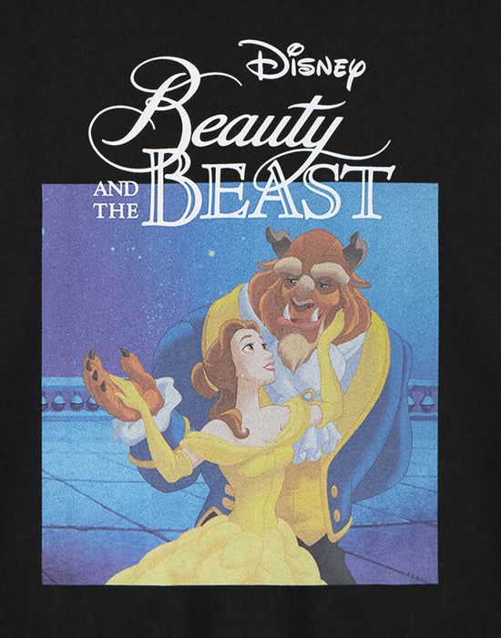 Disney Beauty & The Beast Womens Black Cropped Short Sleeved T-Shirt