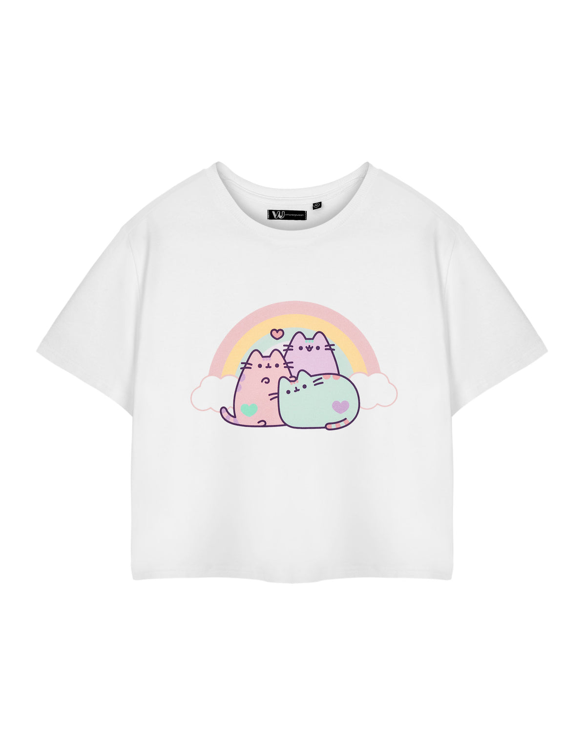 Short Sleeve Pusheen Cat Clothing Pusheen Rainbow Womens White