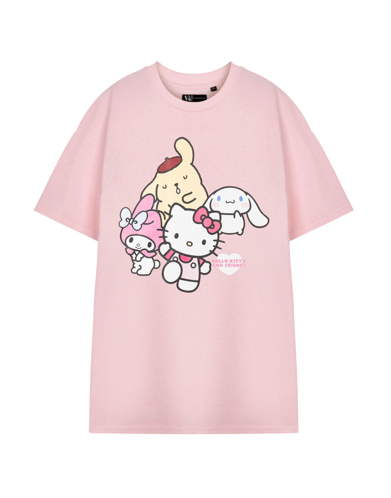 Hello Kitty Sanrio Friends Womens Pink Short Sleeved T-Shirt