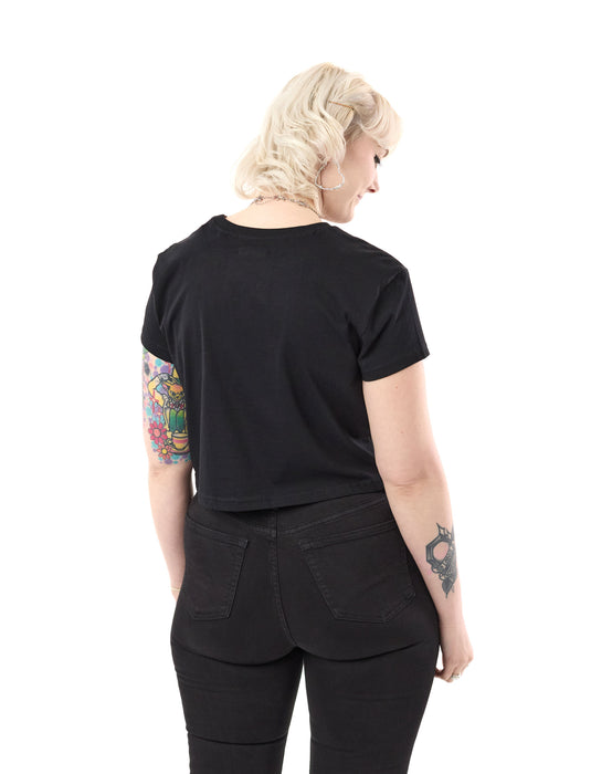 Chucky Chucky Chucky Chucky Crop Womens Black Cropped Short Sleeved T-Shirt