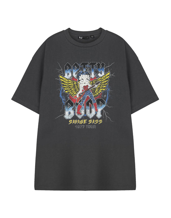 Betty Boop Savage Sass Womens Grey Short Sleeved T-Shirt
