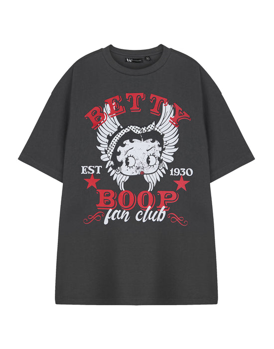 Betty Boop Fan Club Womens Grey Short Sleeved T-Shirt