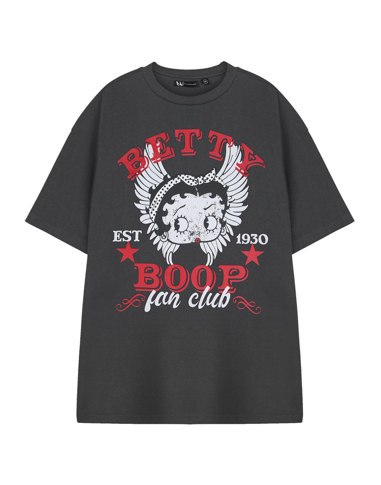 Betty Boop Fan Club Womens Grey Short Sleeved T-Shirt