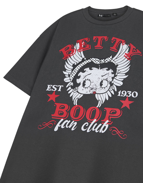 Betty Boop Fan Club Womens Grey Short Sleeved T-Shirt