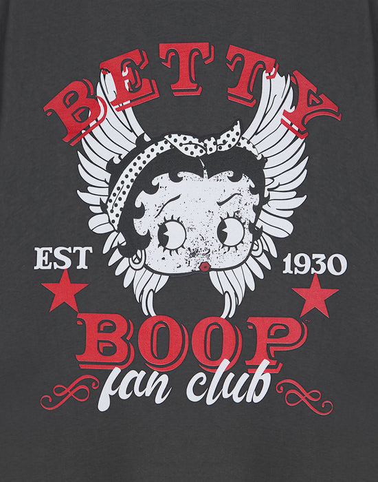 Betty Boop Fan Club Womens Grey Short Sleeved T-Shirt