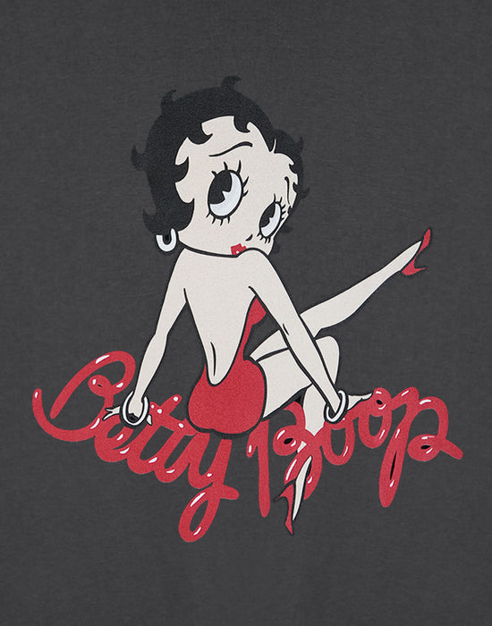 Betty Boop Leg Womens Grey Cropped Short Sleeved T-Shirt