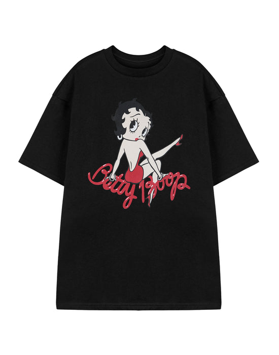 Betty Boop Leg Womens Black Short Sleeved T-Shirt