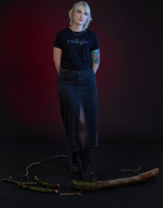 Twilight Logo Womens Black Cropped T-Shirt