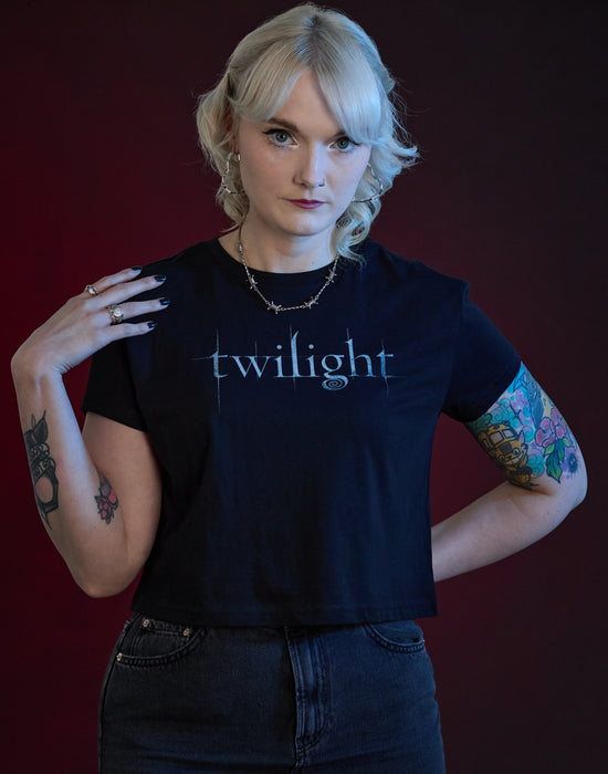 Twilight Logo Womens Black Cropped T-Shirt