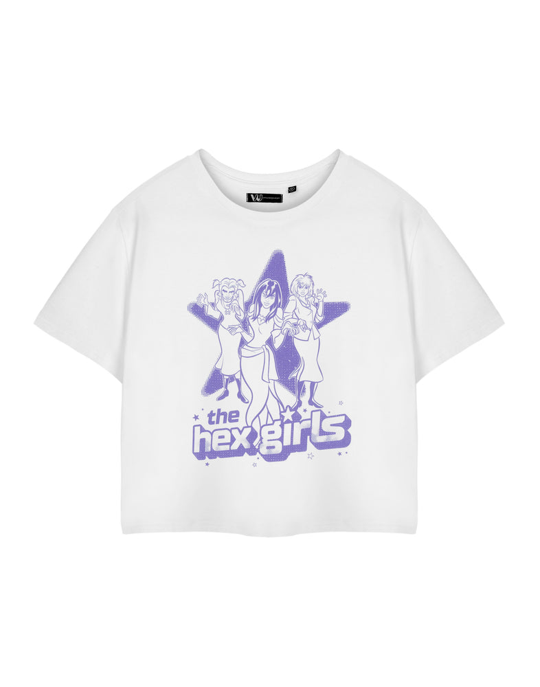 Scooby Doo Hex Girls Womens White Cropped Short Sleeved T-Shirt