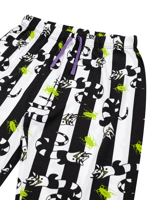 Beetlejuice Logo Womens Multicoloured Short Sleeve Long Leg Pyjama Set