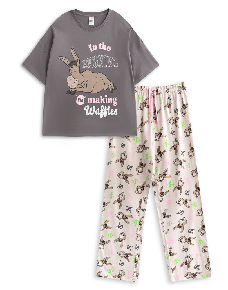 Shrek Donkey Womens Multicoloured Short Sleeve Long Leg Pyjama Set