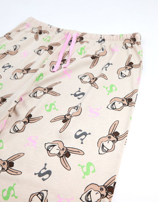 Shrek Donkey Womens Multicoloured Short Sleeve Long Leg Pyjama Set