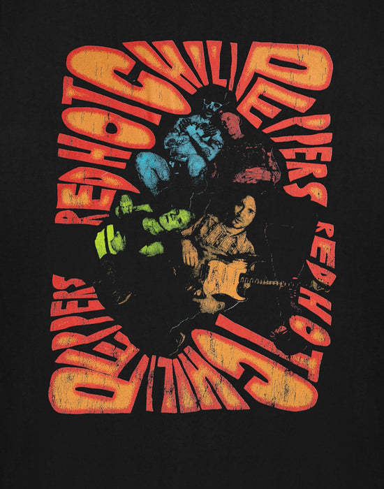 Red Hot Chili Peppers Trippy Womens Black Short Sleeved T-Shirt Dress