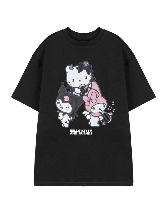 Hello Kitty Rock Life Womens Black Short Sleeved T-Shirt
