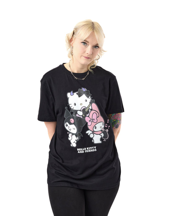 Hello Kitty Rock Life Womens Black Short Sleeved T-Shirt