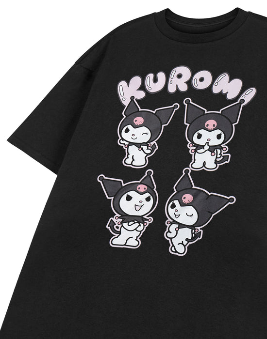 Hello Kitty Kuromi Womens Black Short Sleeved T-Shirt
