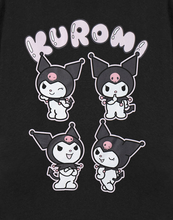 Hello Kitty Kuromi Womens Black Short Sleeved T-Shirt