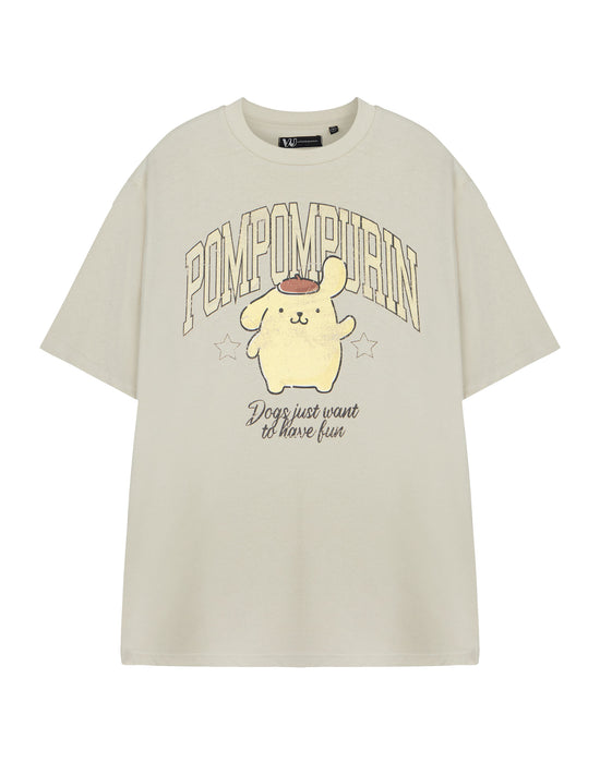 Hello Kitty & Friends Pompompurin Womens Beige Short Sleeved T-Shirt