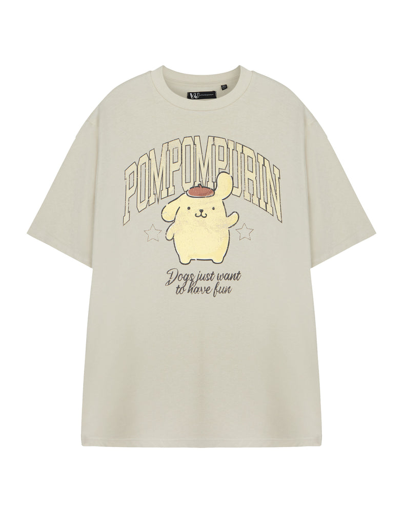 Hello Kitty & Friends Pompompurin Womens Beige Short Sleeved T-Shirt