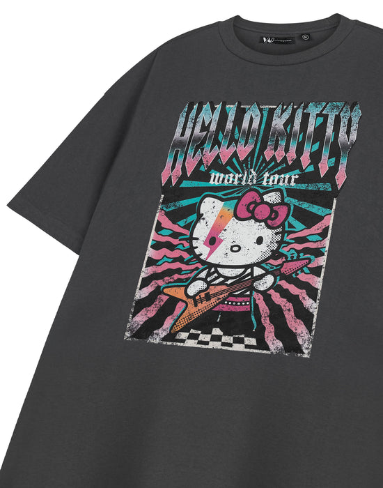 Hello Kitty World Tour Womens Grey Short Sleeved T-Shirt — Vanilla