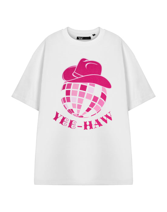 Show Me The Merch Yee-Haw Womens White Short Sleeved T-Shirt