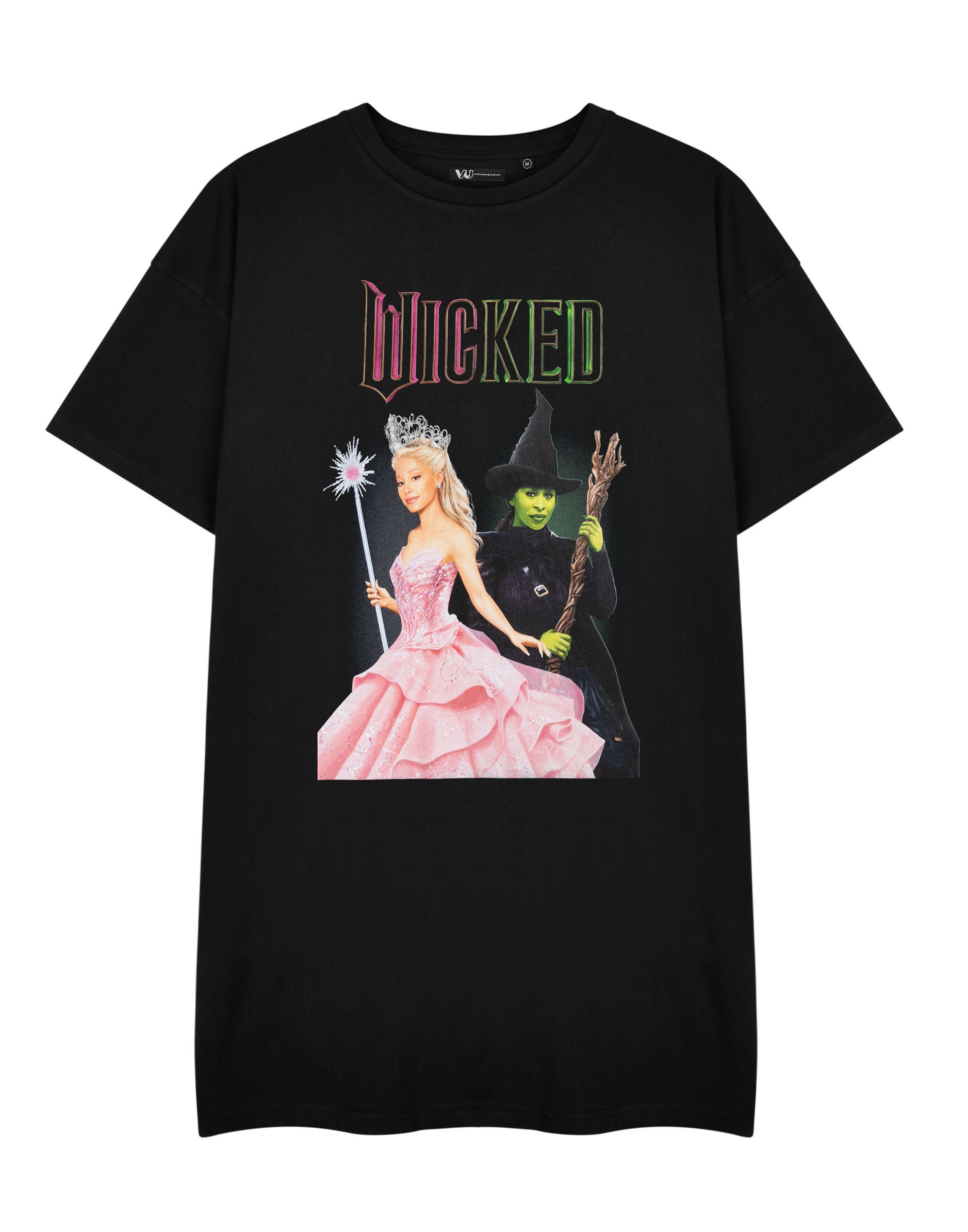 Wicked Glinda & Elphaba Womens Black Short Sleeved T-Shirt Dress ...