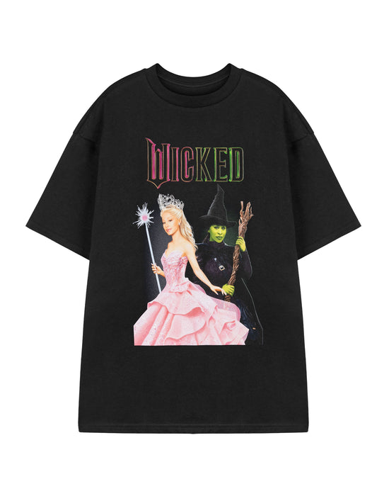 Wicked Glinda & Elphaba Womens Black Short Sleeved T-Shirt