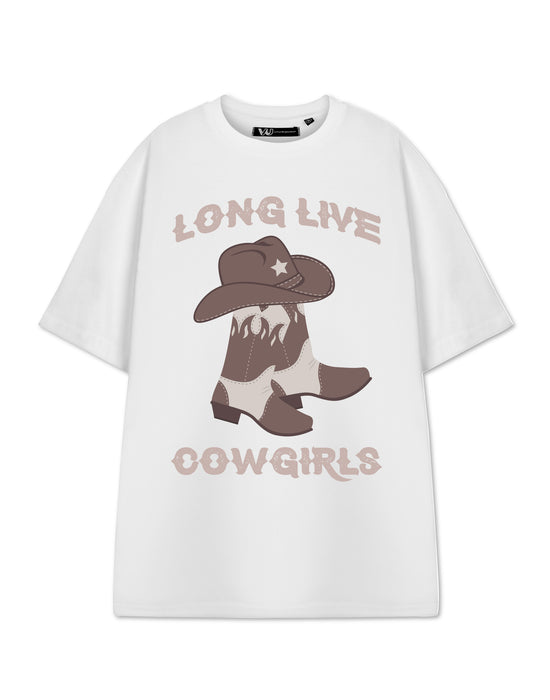 Show Me The Merch Long Live Cowgirls Womens White Short Sleeved T-Shirt