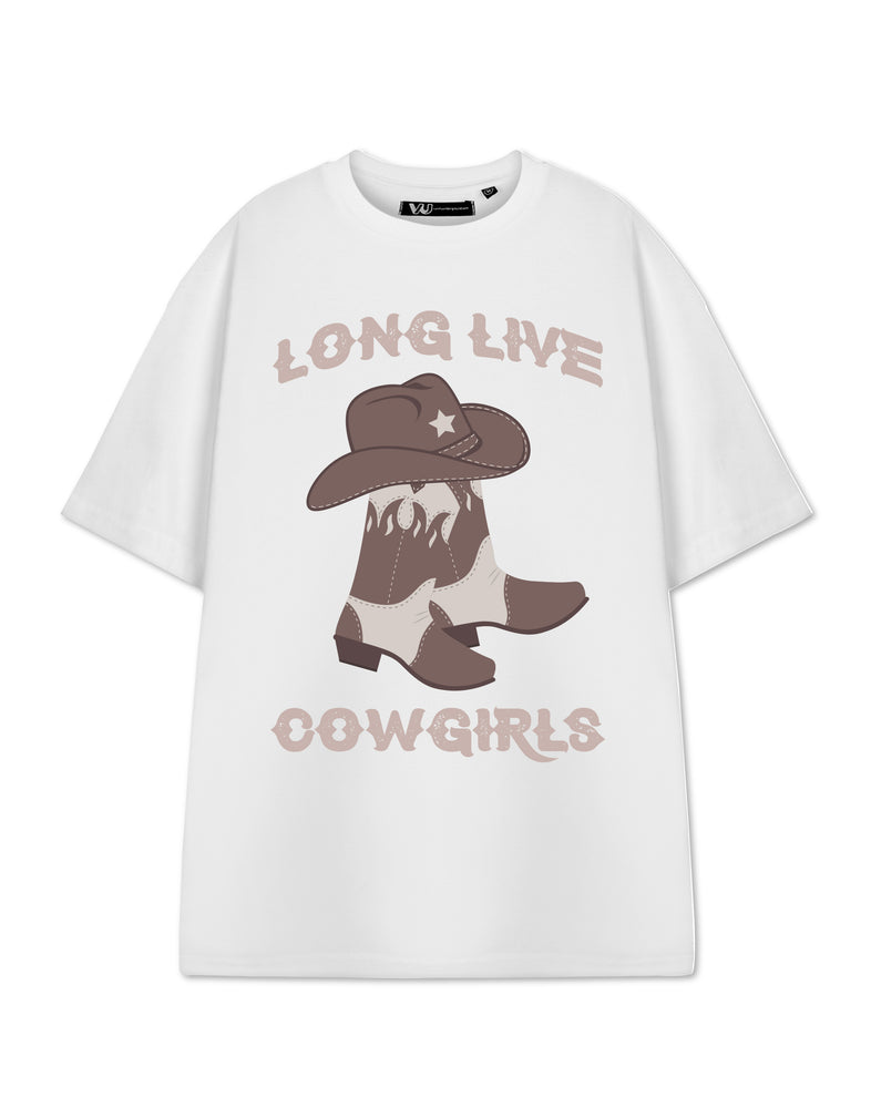 Show Me The Merch Long Live Cowgirls Womens White Short Sleeved T-Shirt