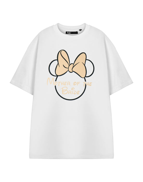 Disney Minnie Mouse Mother Of The Bride Hen Party Womens White Short Sleeved T-Shirt