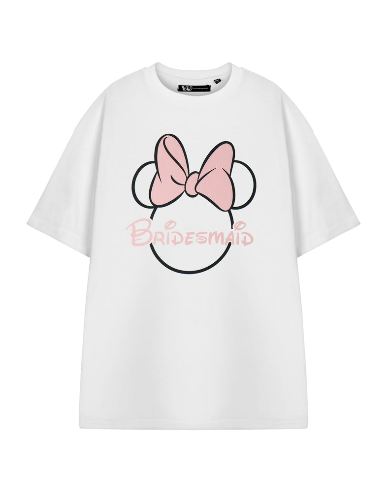 Disney Minnie Mouse Bridesmaid Hen Party Womens White Short Sleeved T-Shirt