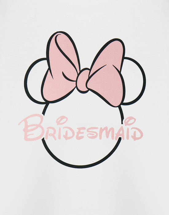 Disney Minnie Mouse Bridesmaid Hen Party Womens White Short Sleeved T-Shirt