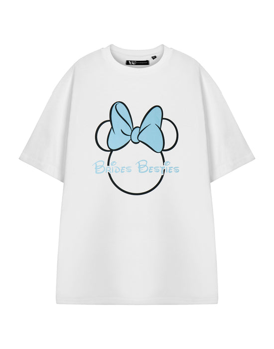 Disney Minnie Mouse Brides Besties Hen Party Womens White Short Sleeved T-Shirt