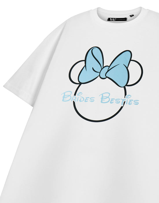 Disney Minnie Mouse Brides Besties Hen Party Womens White Short Sleeved T-Shirt