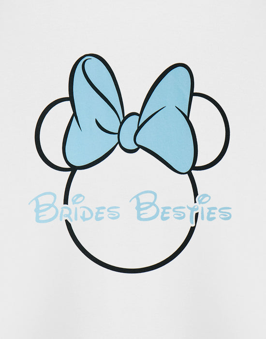 Disney Minnie Mouse Brides Besties Hen Party Womens White Short Sleeved T-Shirt