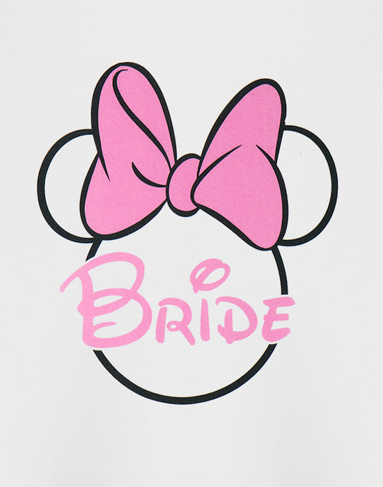 Disney Minnie Mouse Bride Hen Party Womens White Short Sleeved T-Shirt