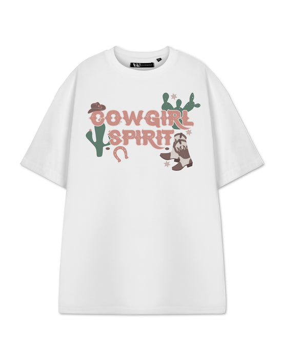 Show Me The Merch Cowgirl Spirit Womens White Short Sleeved T-Shirt