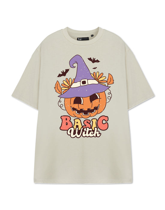 Show Me The Merch Basic Witch Womens Beige Short Sleeved T-Shirt