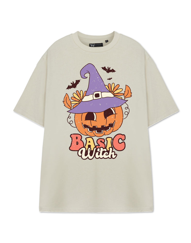 Show Me The Merch Basic Witch Womens Beige Short Sleeved T-Shirt