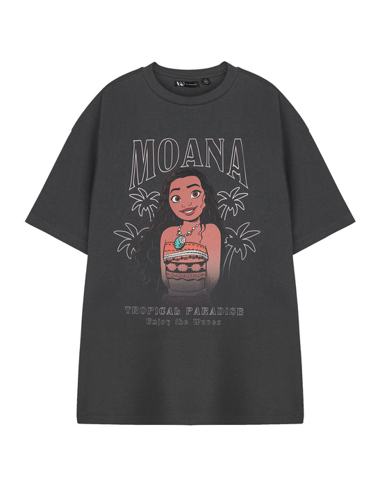 Disney Tropical Moana Womens Grey Short Sleeved T-Shirt