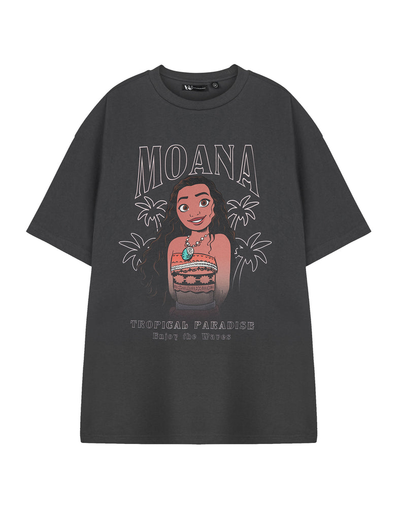 Disney Tropical Moana Womens Grey Short Sleeved T-Shirt
